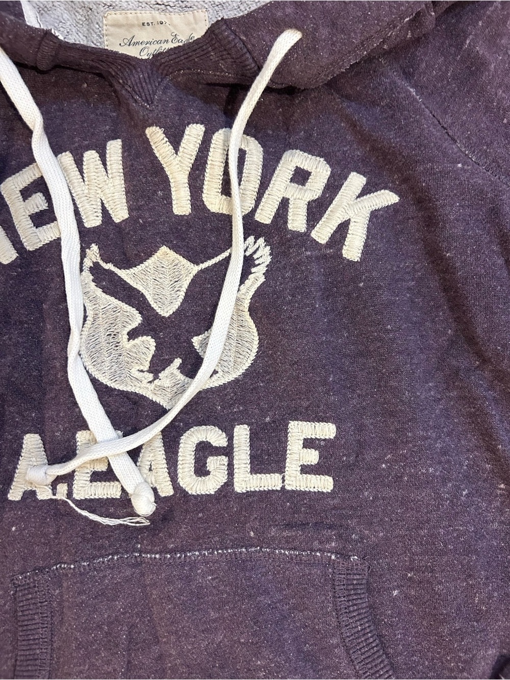 American Eagle Outfitters Purple Pullover Hoodie with New York Logo - Picture 2 of 4